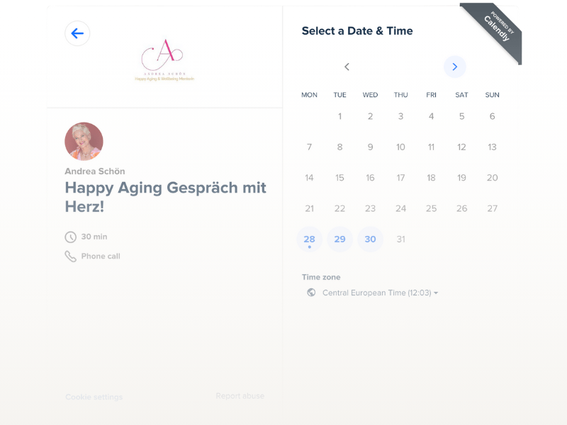 Happy Aging Gespräch buchen über Calendly